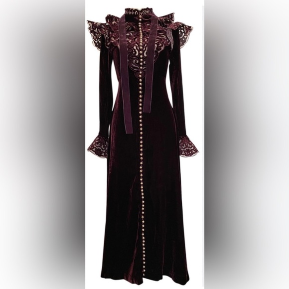 SUPER RARE Zimmermann Charm Nouveau Ruffled Organza Purple Velvet Dress Size 0 - Picture 3 of 13